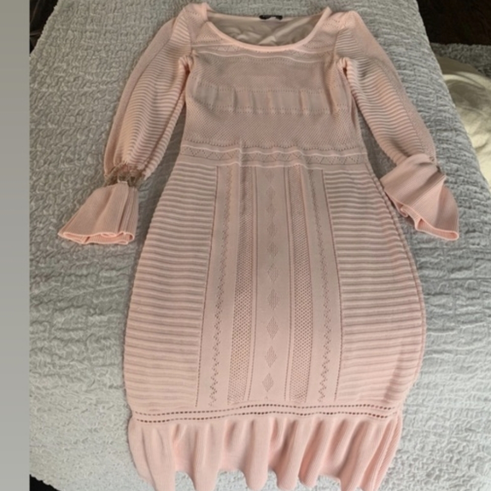 bebe Soft Pink Dreess with Ruffle Hem - Picture 3 of 4